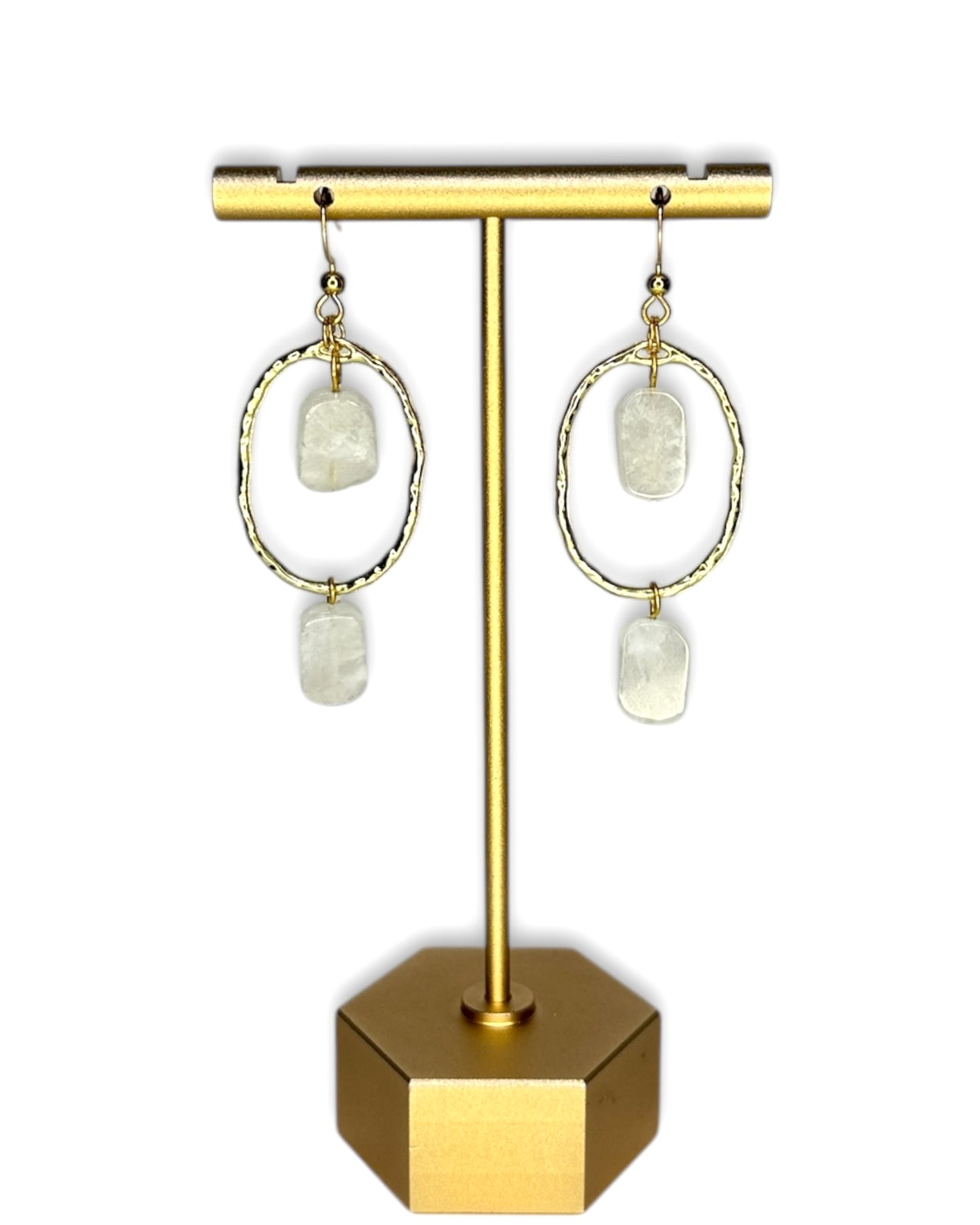 Moonstone Dangle Circular Earrings