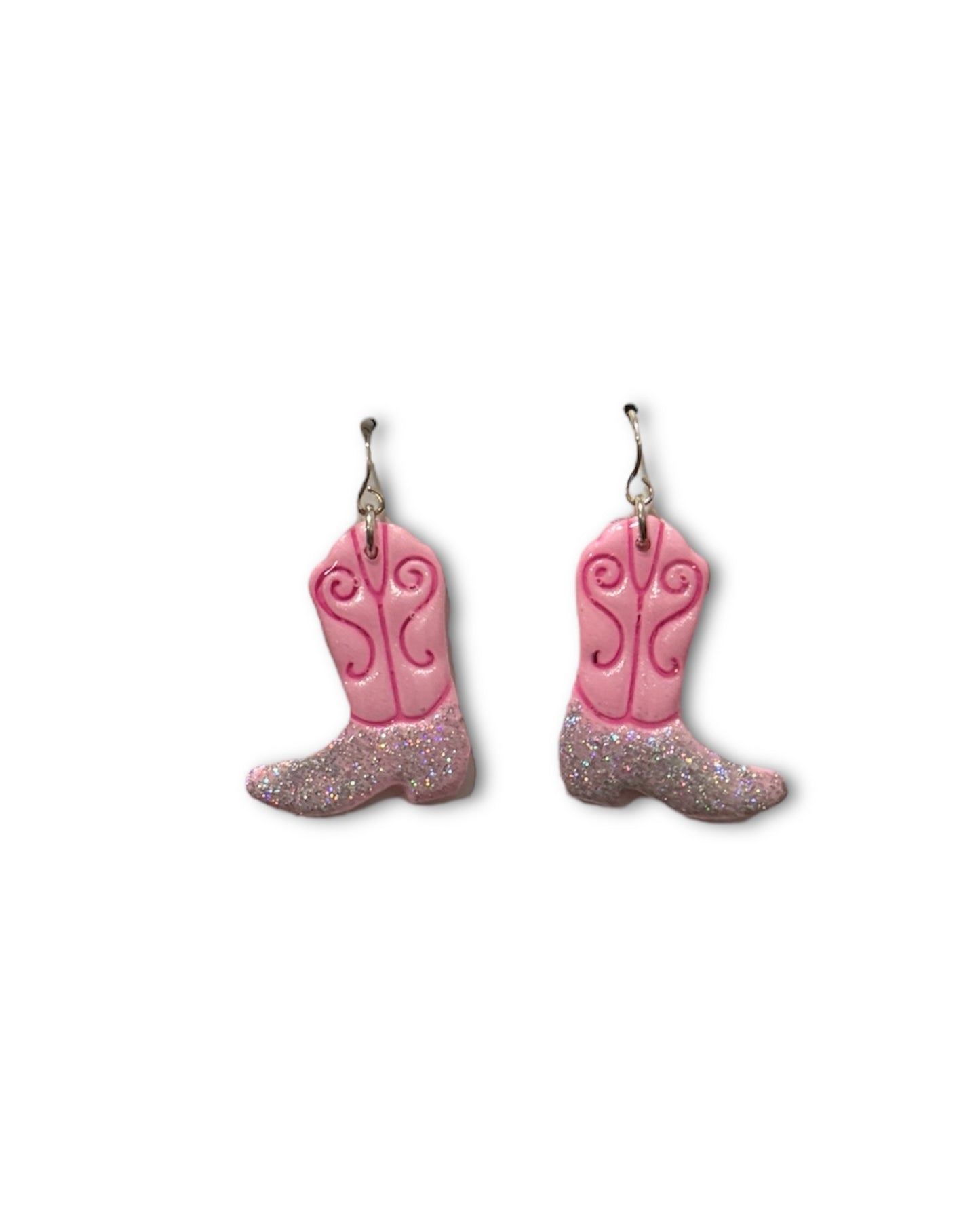 Pink Sparkling Boot Earrings