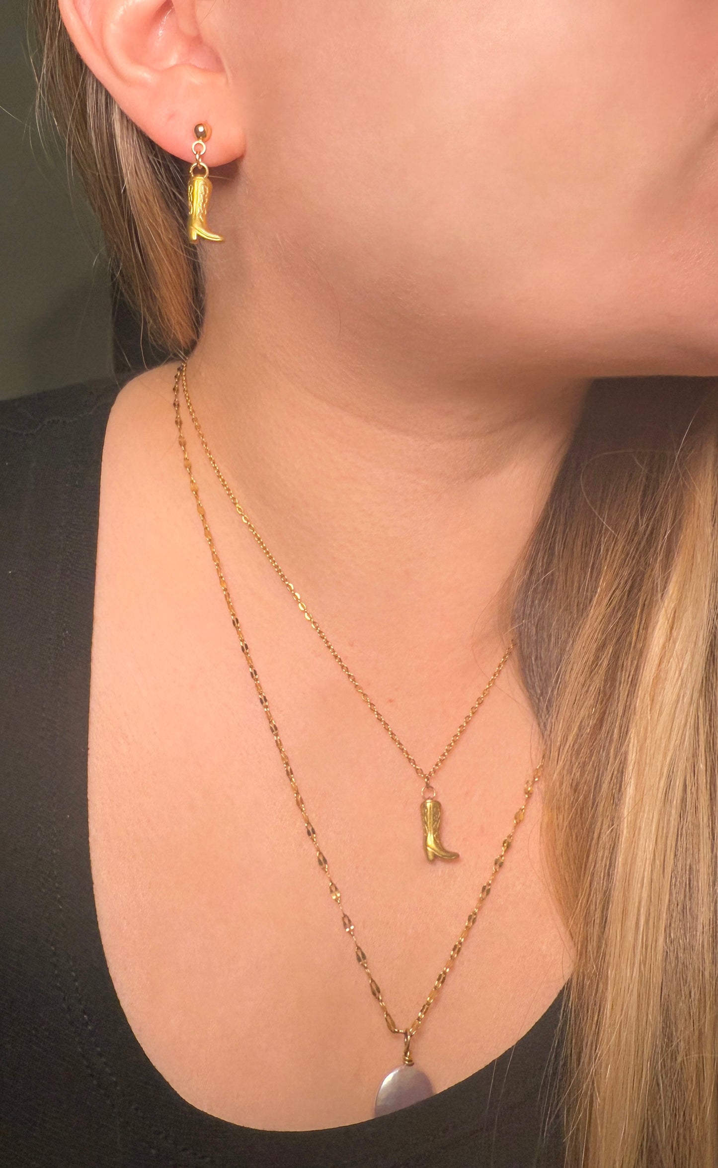 Dainty Gold Plated Boot Necklace