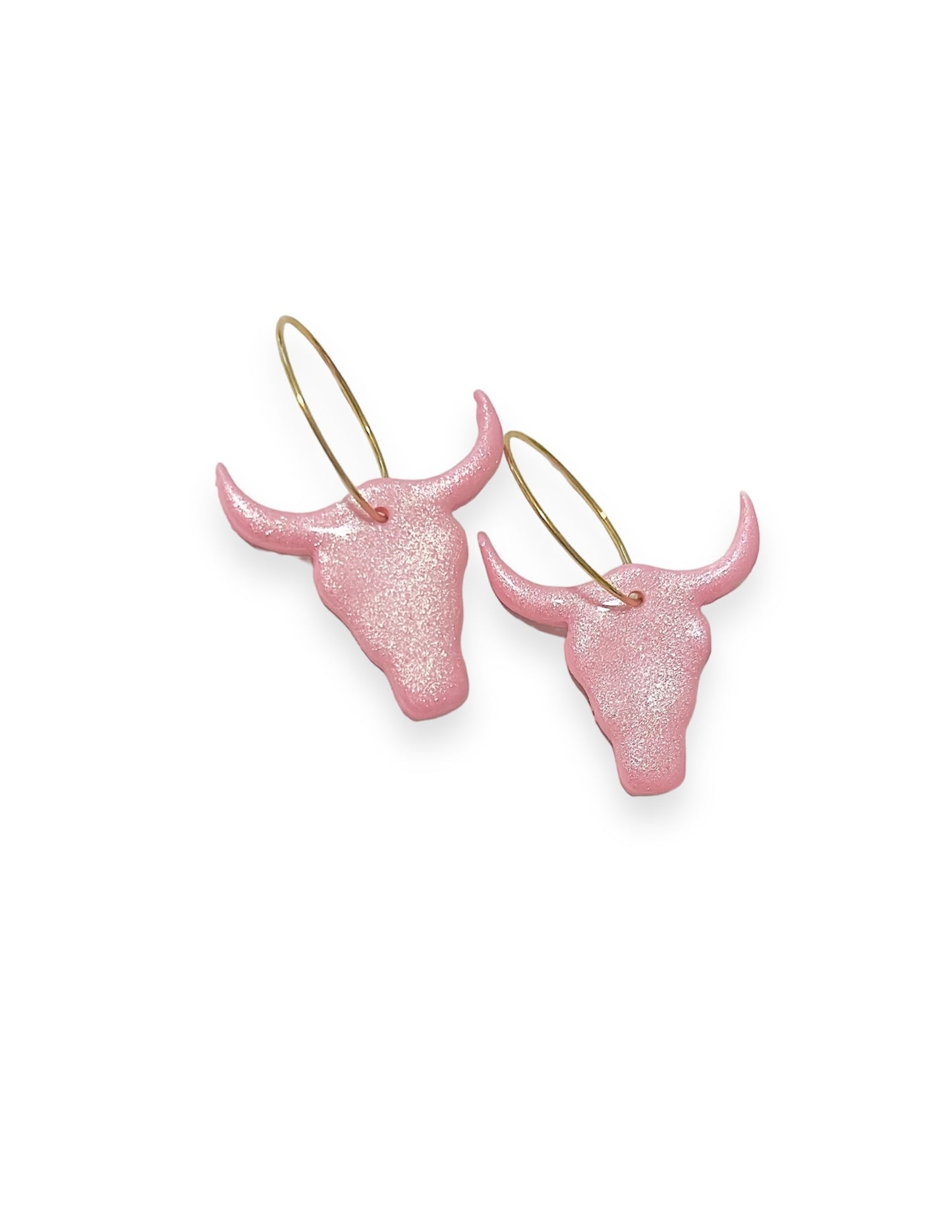 Sparkly Pink Bull Earrings