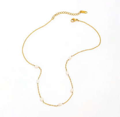 Multiple Dainty Freshwater Pearl Chain Necklace