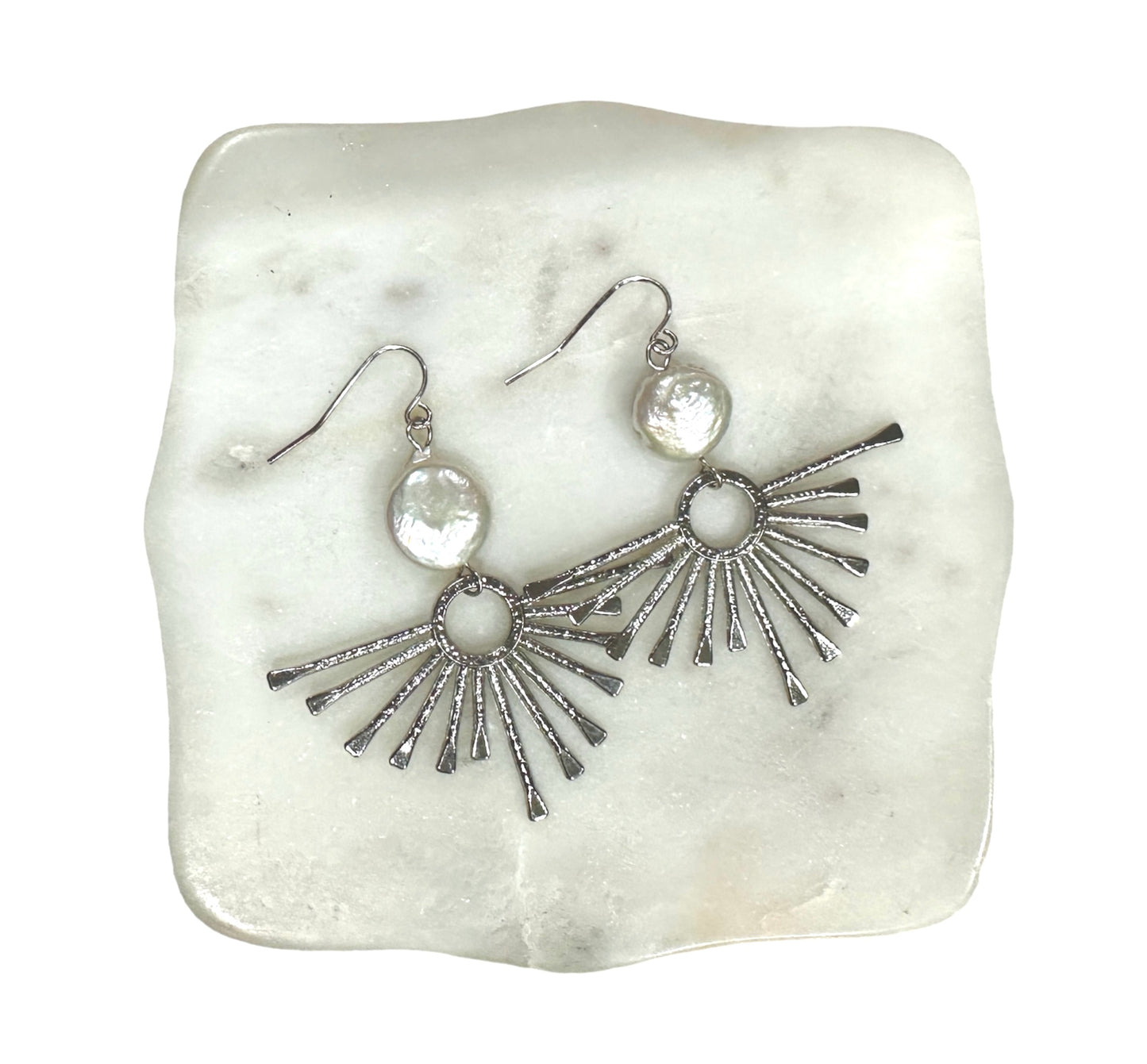 Freshwater Coin Sun Pearl Earrings