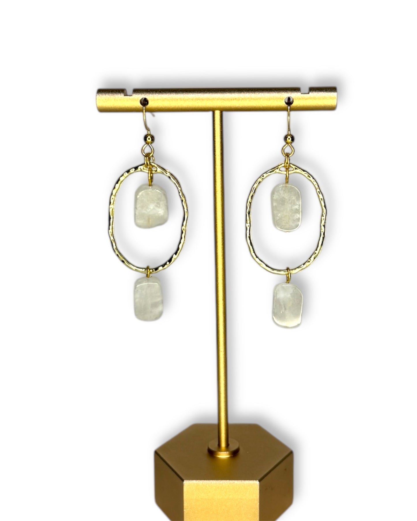 Moonstone Dangle Circular Earrings