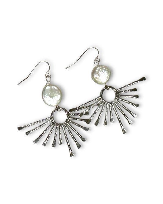 Freshwater Coin Sun Pearl Earrings