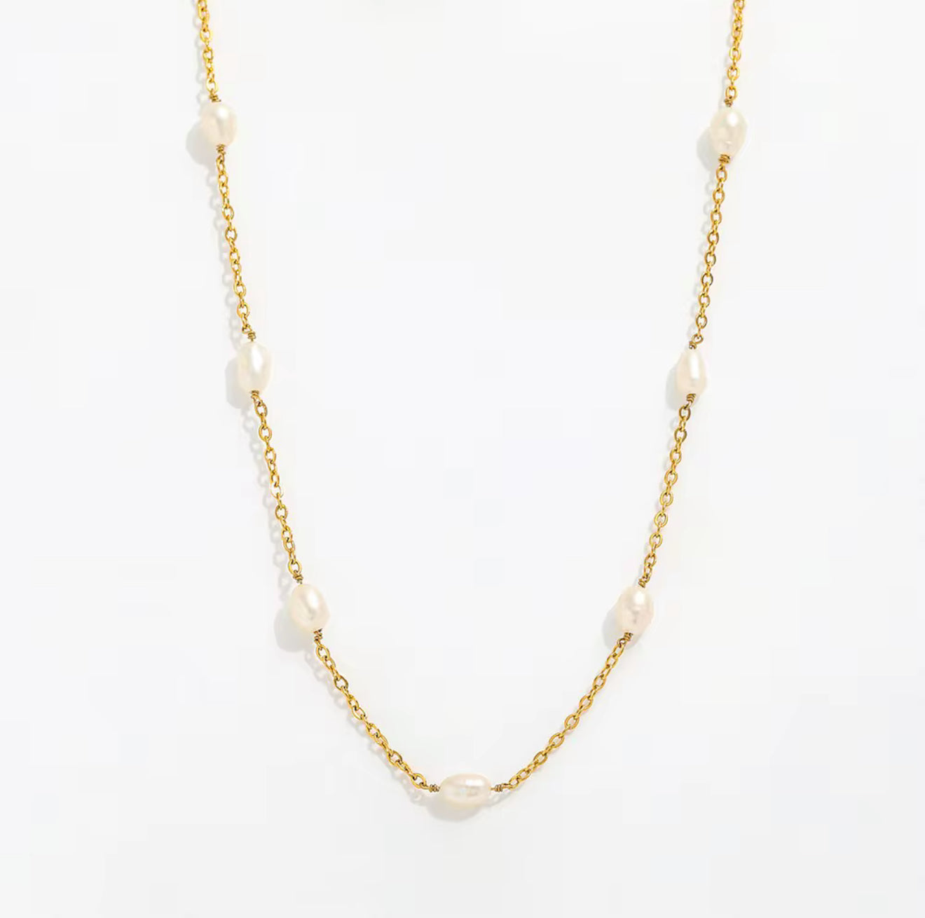 Multiple Dainty Freshwater Pearl Chain Necklace