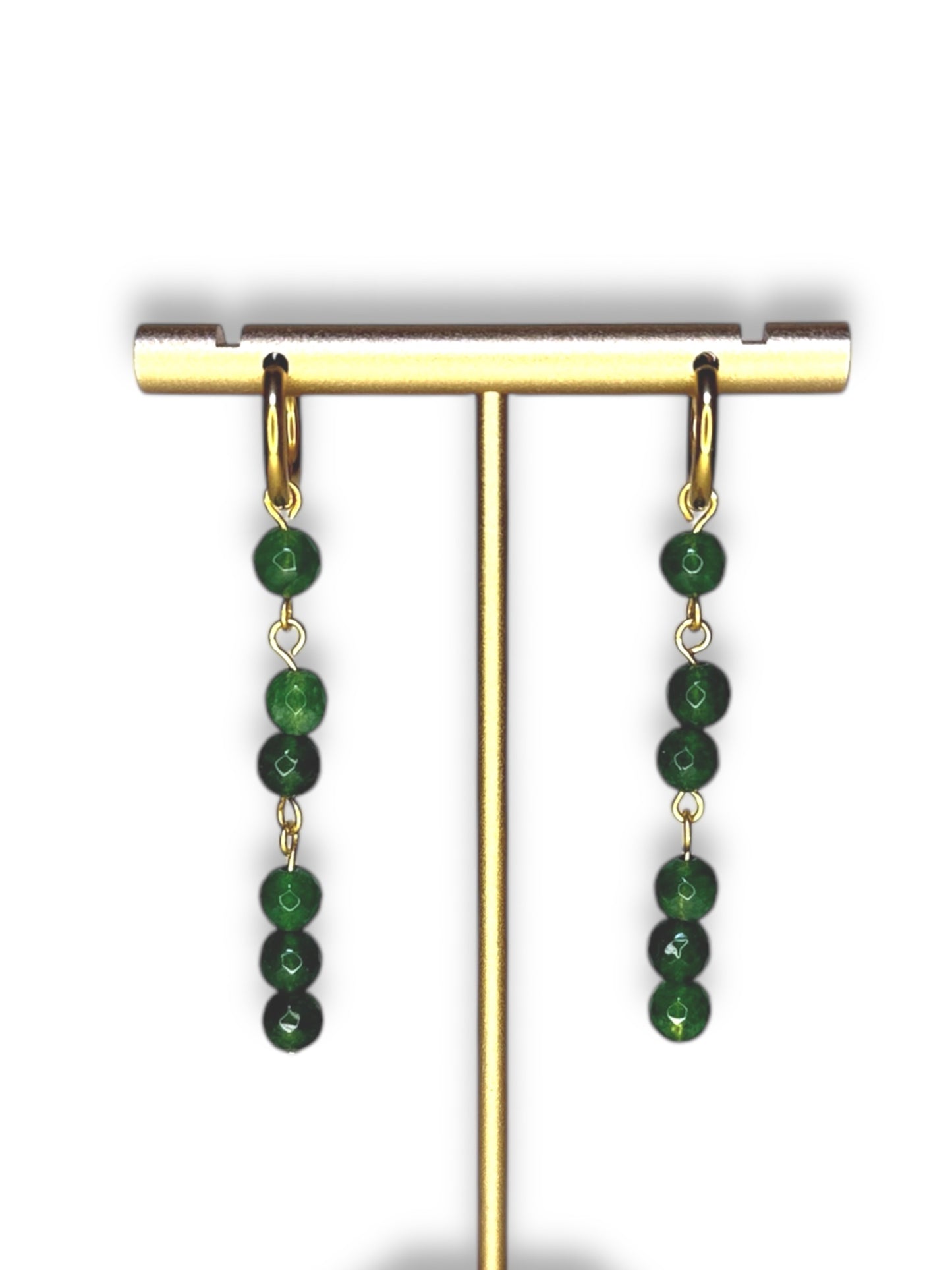 Red/Green Jade Stone Dangle Hoops