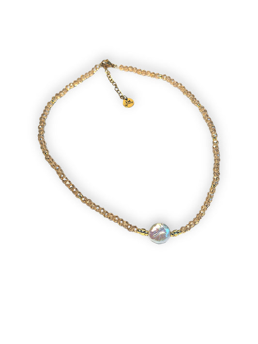 Sand Pearl Crystal Necklace