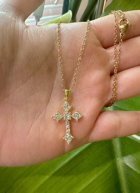 Dainty 18K Gold Plated Cross Necklace