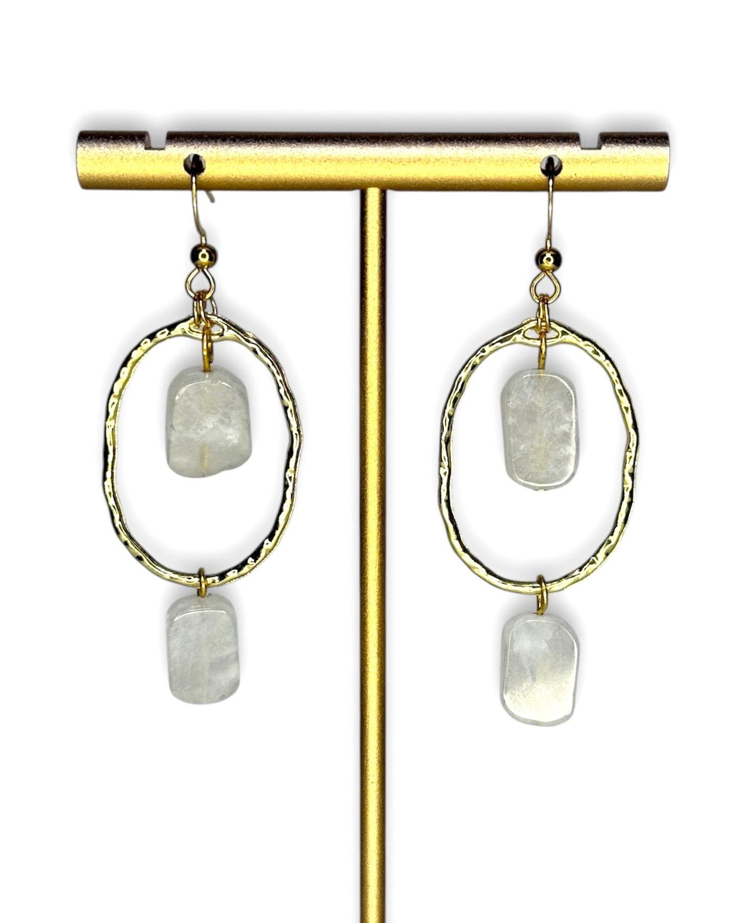 Moonstone Dangle Circular Earrings