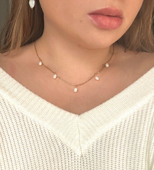 Dainty Freshwater Pearl Drop Necklace