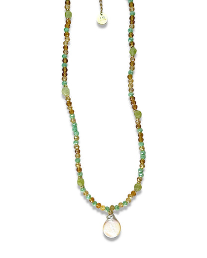 Earth Crystal Peridot Pearl Necklace