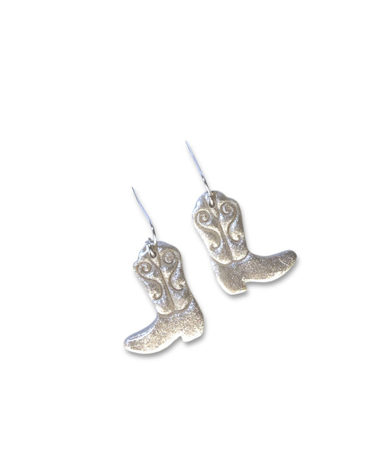 White Boot Earrings