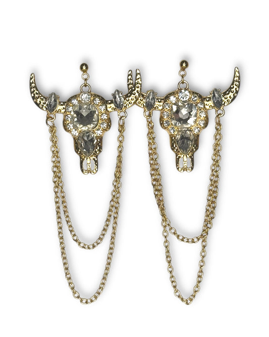 Rhinestone Bull Earrings