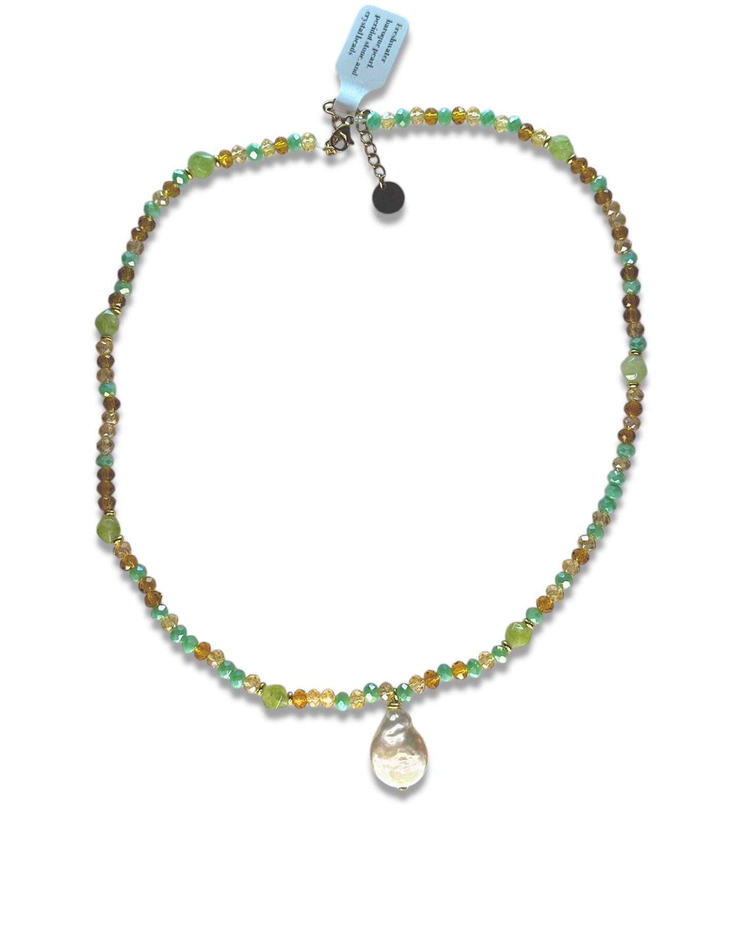 Earth Crystal Peridot Pearl Necklace