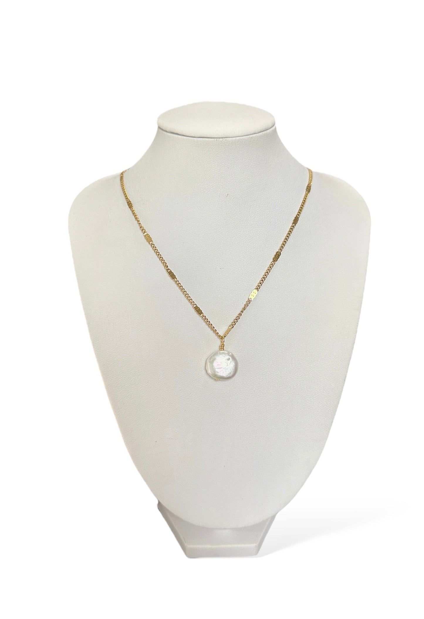 Dainty Chain Coin Pearl Necklace