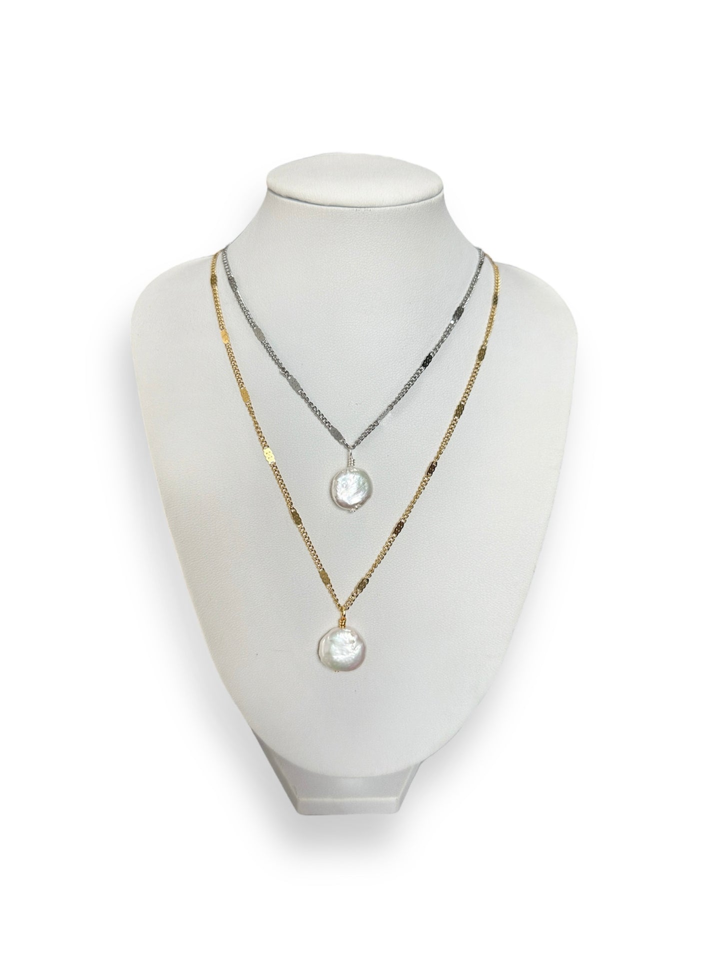 Dainty Chain Coin Pearl Necklace