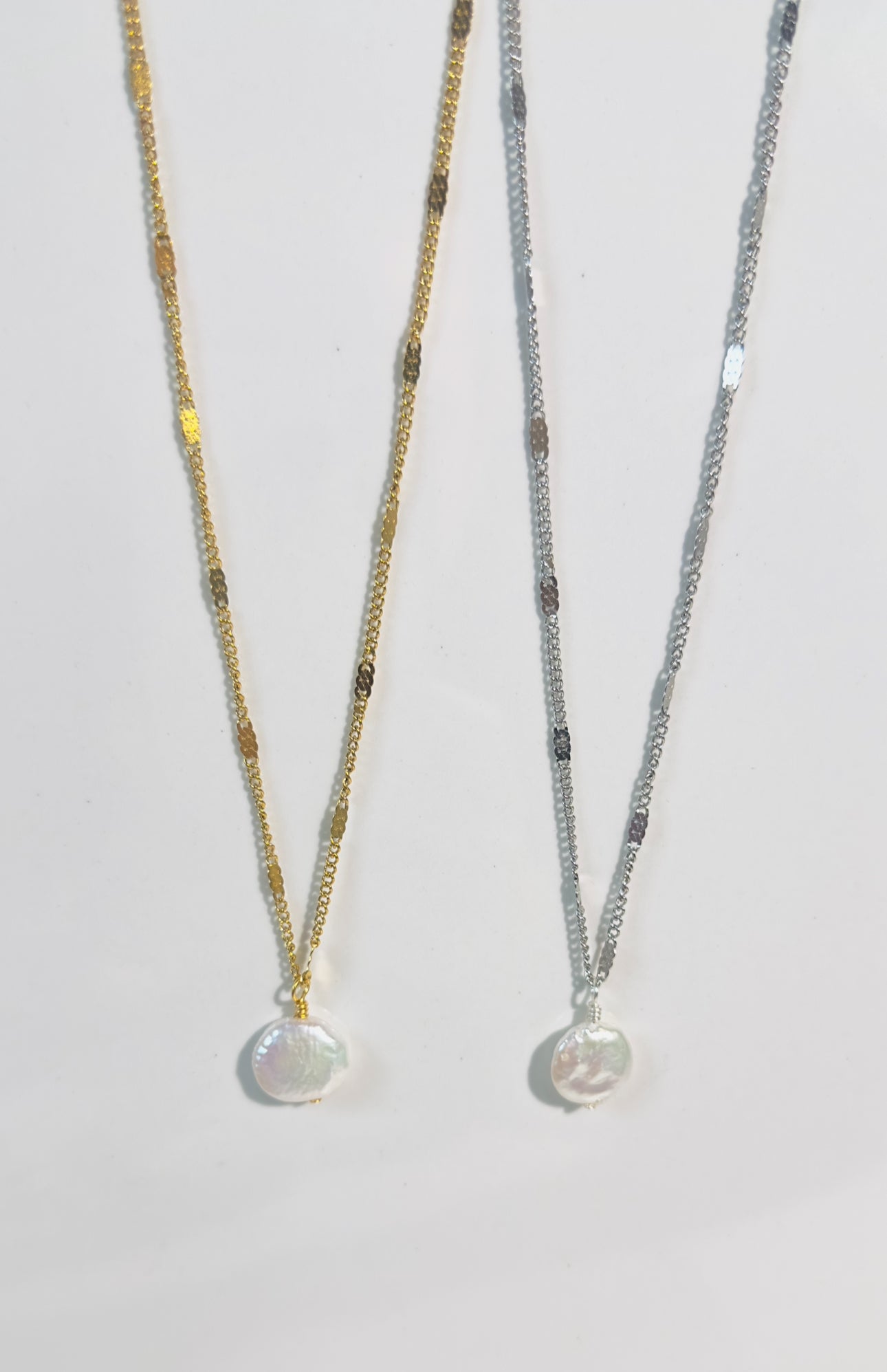 Dainty Chain Coin Pearl Necklace