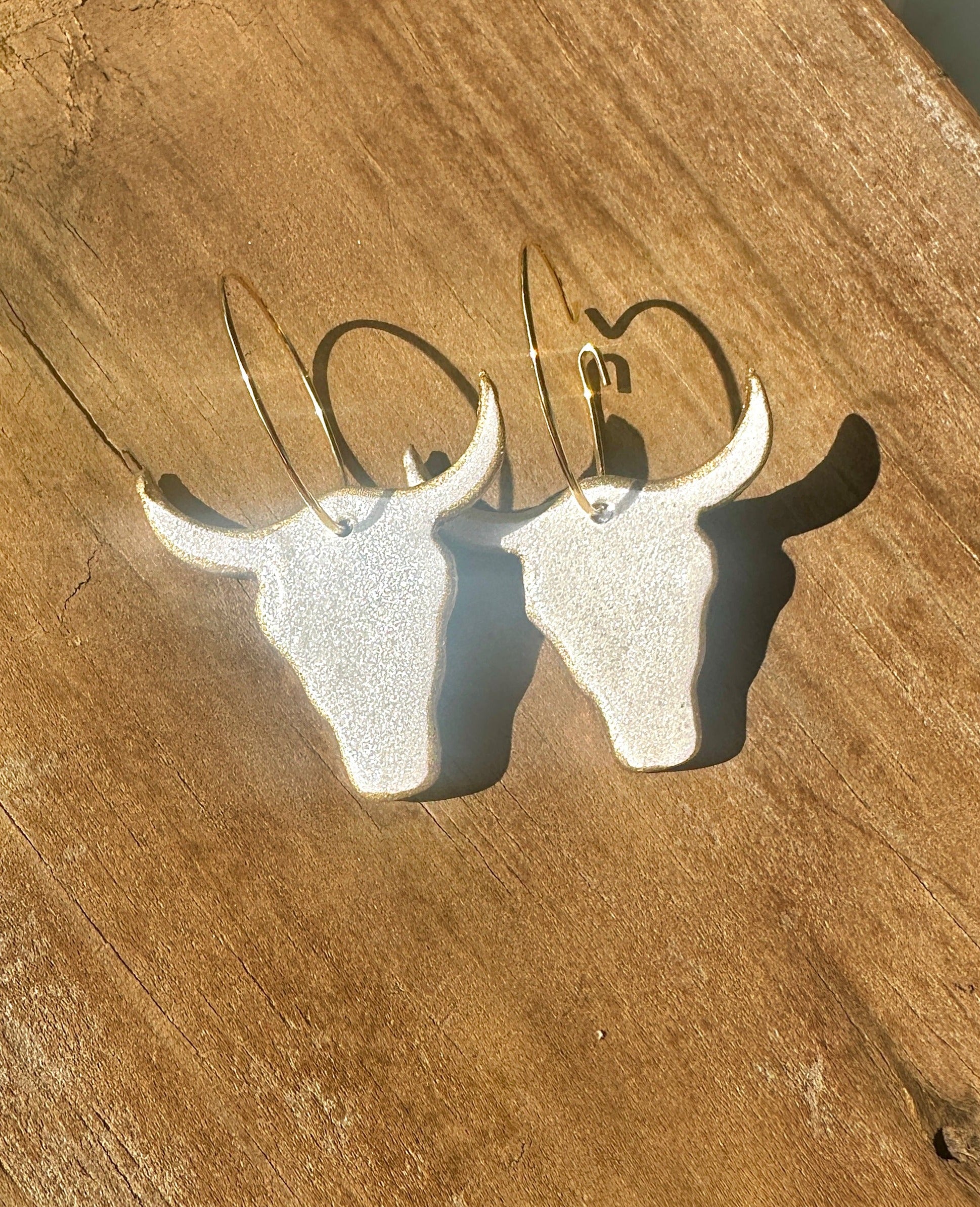 bull earrings white cow earrings sparkle  bull earrings