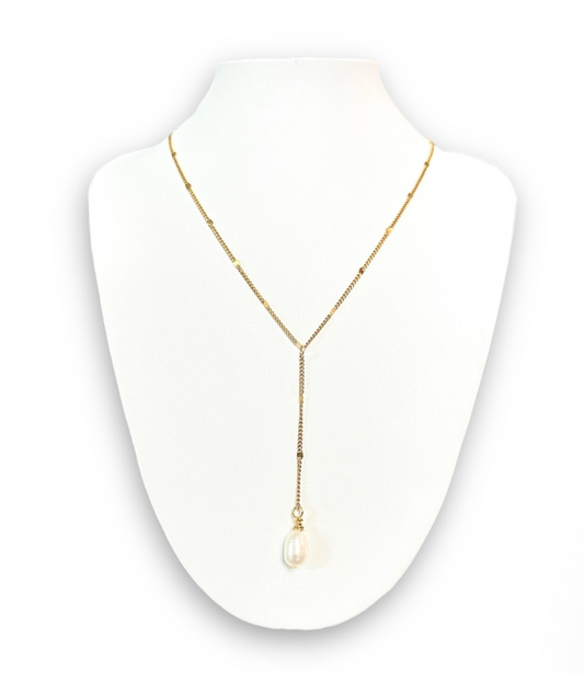 Freshwater Dropping Lariat Pearl Necklace